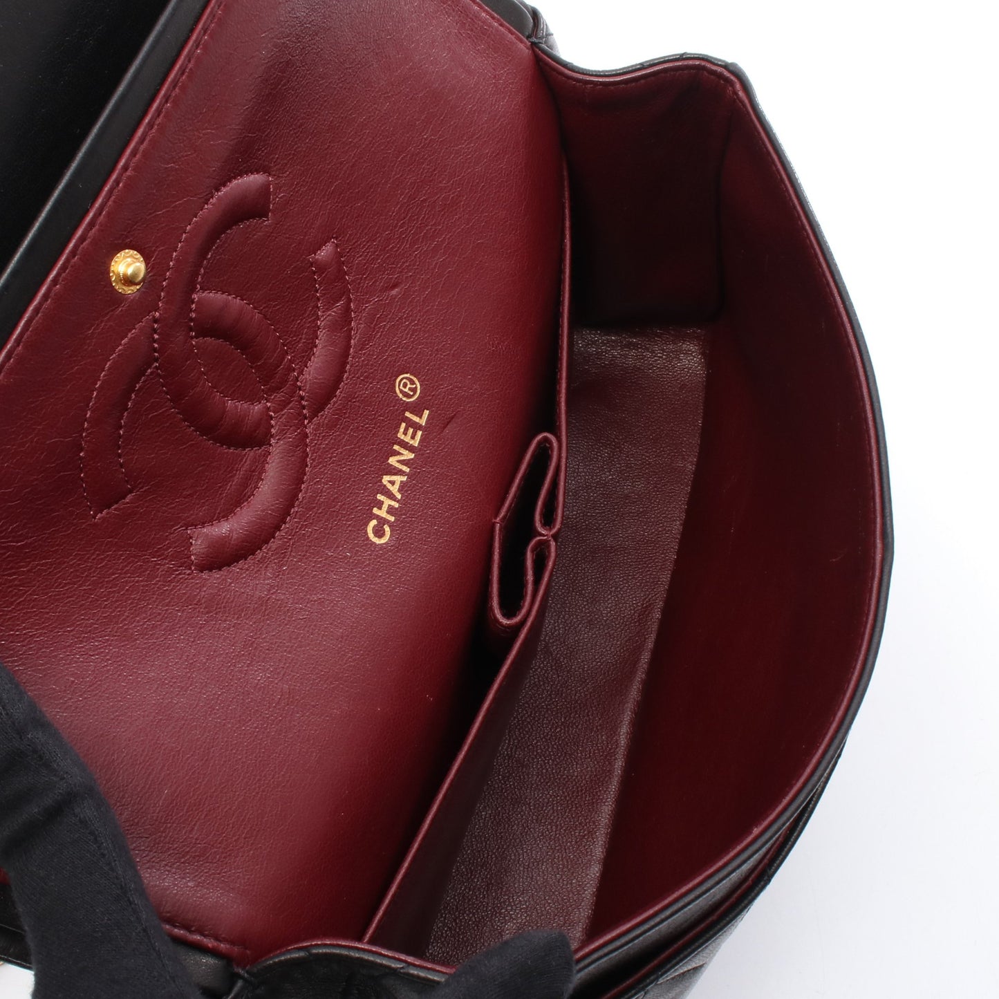 マトラッセ Wフラップ Wチェーンショルダーバッグ ラムスキン ブラック ゴールド金具 シャネル バッグ CHANEL