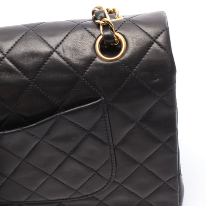 マトラッセ Wフラップ Wチェーンショルダーバッグ ラムスキン ブラック ゴールド金具 シャネル バッグ CHANEL