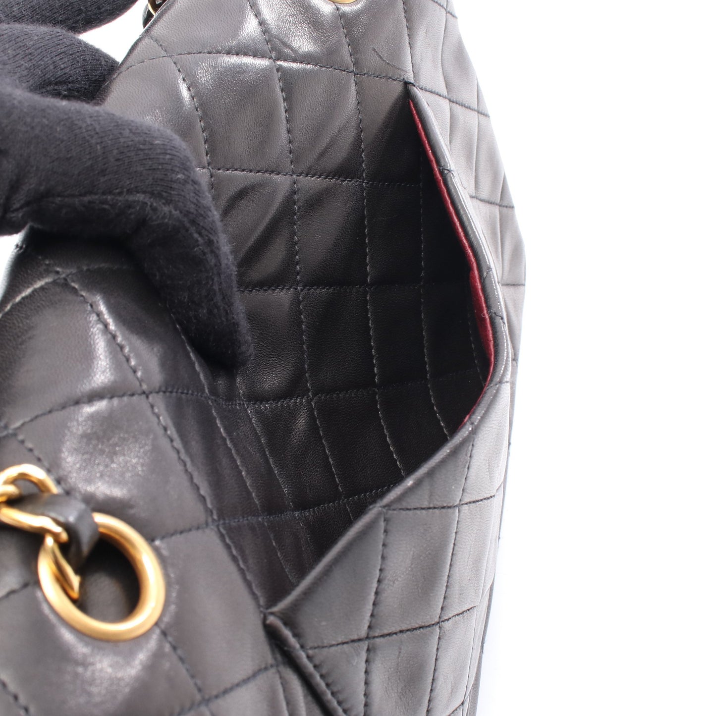 マトラッセ Wフラップ Wチェーンショルダーバッグ ラムスキン ブラック ゴールド金具 シャネル バッグ CHANEL