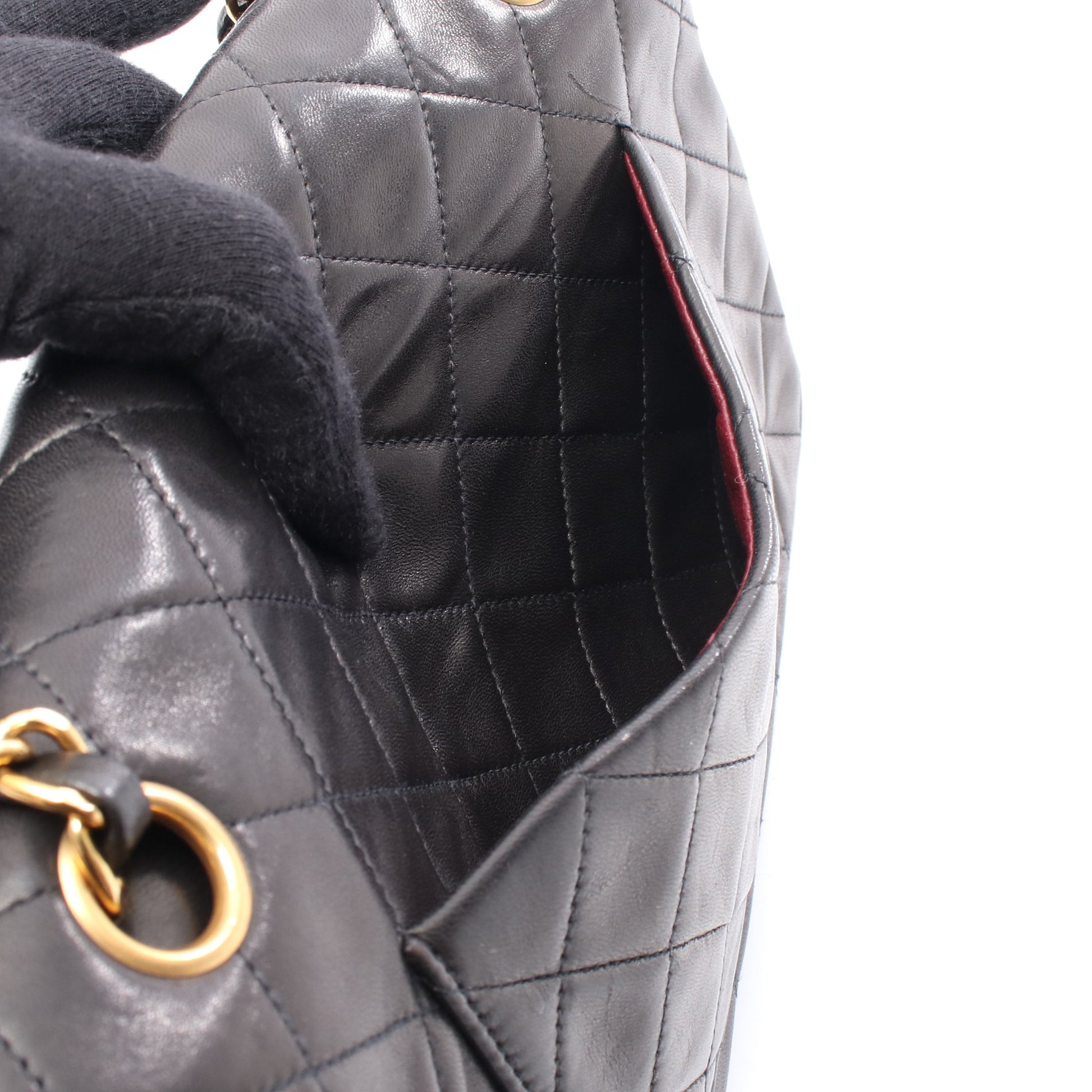 マトラッセ Wフラップ Wチェーンショルダーバッグ ラムスキン ブラック ゴールド金具 シャネル バッグ CHANEL