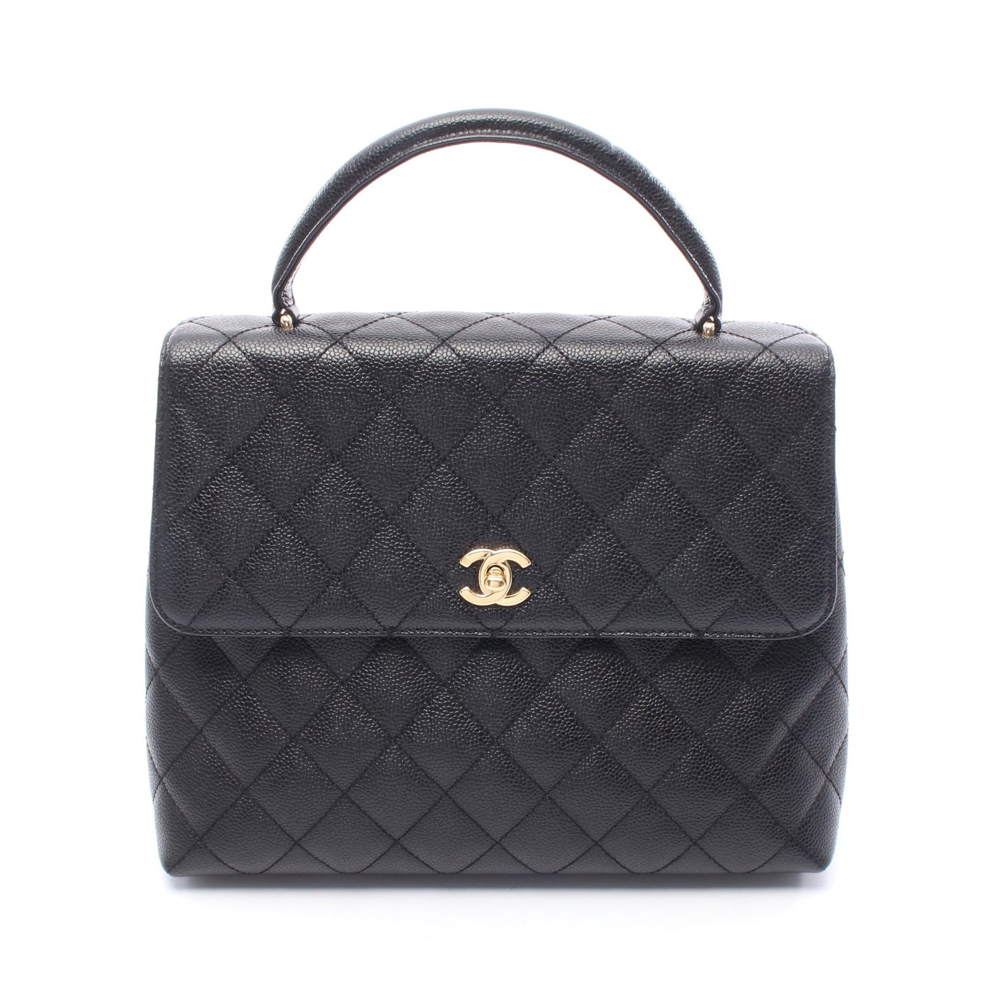 マトラッセ ハンドバッグ キャビアスキン ブラック ゴールド金具 シャネル バッグ CHANEL