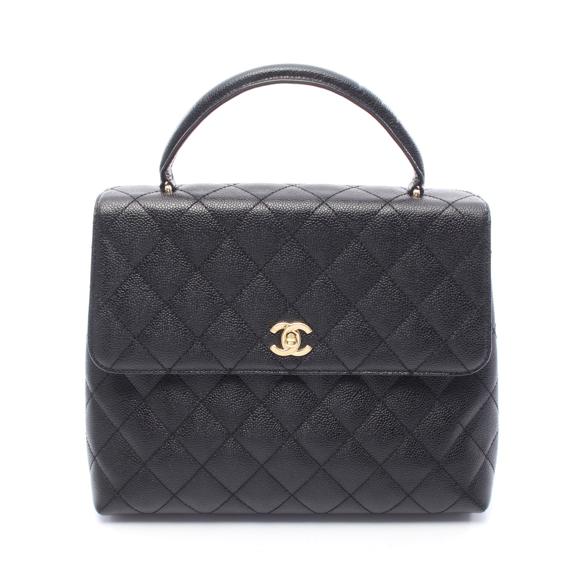 マトラッセ ハンドバッグ キャビアスキン ブラック ゴールド金具 シャネル バッグ CHANEL