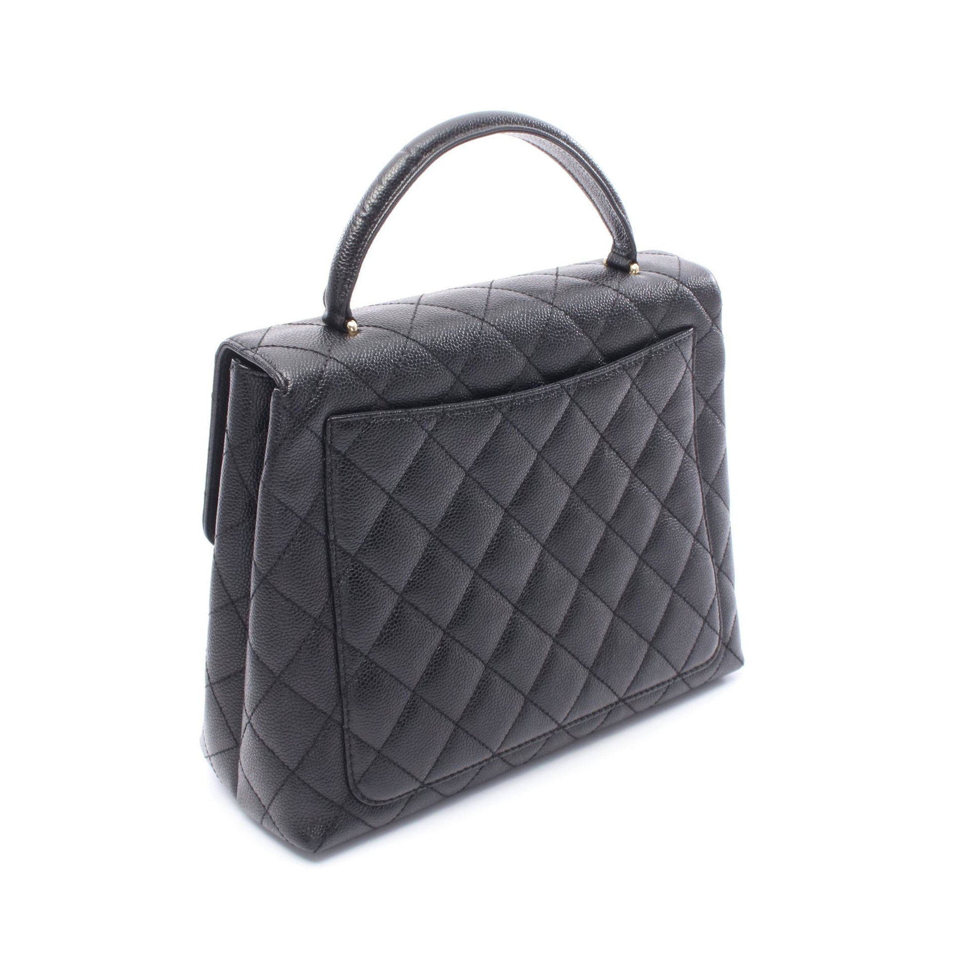 マトラッセ ハンドバッグ キャビアスキン ブラック ゴールド金具 シャネル バッグ CHANEL