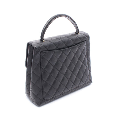 マトラッセ ハンドバッグ キャビアスキン ブラック ゴールド金具 シャネル バッグ CHANEL