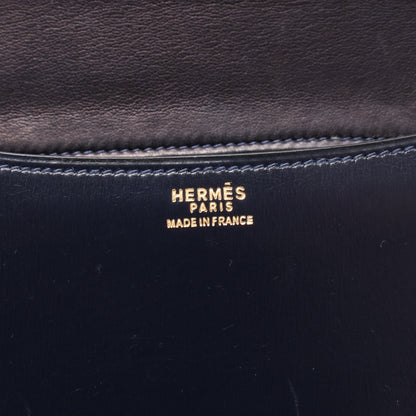 コンスタンス23 ブルーインディゴ ショルダーバッグ ボックスカーフ ネイビー ゴールド金具 ○H刻印 エルメス バッグ HERMES