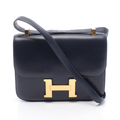 コンスタンス23 ブルーインディゴ ショルダーバッグ ボックスカーフ ネイビー ゴールド金具 ○H刻印 エルメス バッグ HERMES