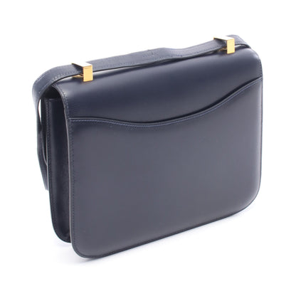 コンスタンス23 ブルーインディゴ ショルダーバッグ ボックスカーフ ネイビー ゴールド金具 ○H刻印 エルメス バッグ HERMES