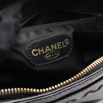 ロゴ チェーンショルダーバッグ キャビアスキン ブラック ゴールド金具 シャネル バッグ CHANEL