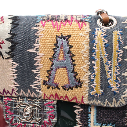 FLAP BAG PATCH Wチェーンショルダーバッグ デニム ツイード レザー ブルー マルチカラー シルバー金具 シャネル バッグ CHANEL