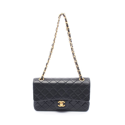 マトラッセ Wフラップ Wチェーンショルダーバッグ ラムスキン ブラック ゴールド金具 シャネル バッグ CHANEL