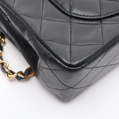 マトラッセ Wフラップ Wチェーンショルダーバッグ ラムスキン ブラック ゴールド金具 シャネル バッグ CHANEL