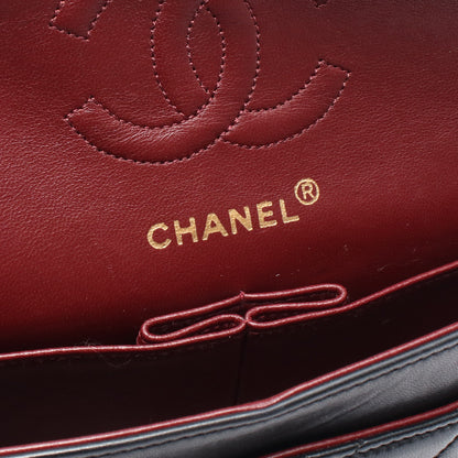 マトラッセ Wフラップ Wチェーンショルダーバッグ ラムスキン ブラック ゴールド金具 シャネル バッグ CHANEL