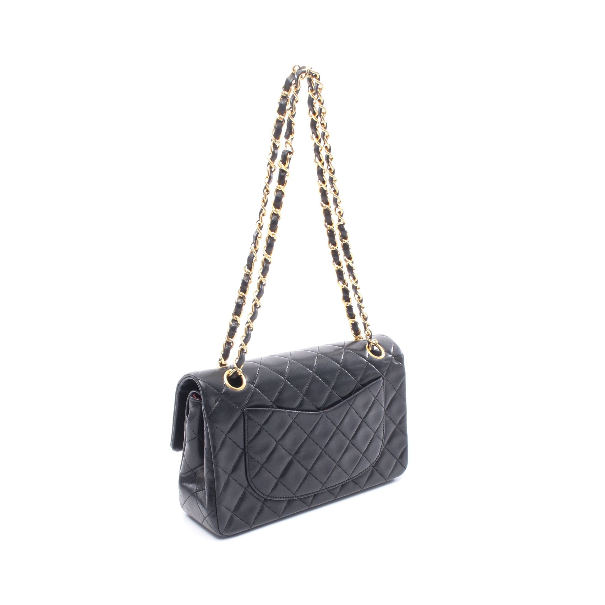 マトラッセ Wフラップ Wチェーンショルダーバッグ ラムスキン ブラック ゴールド金具 シャネル バッグ CHANEL