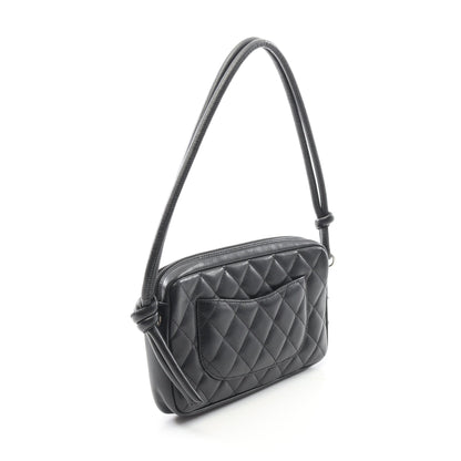 カンボンライン アクセサリーポーチ ハンドバッグ レザー エナメルレザー ブラック シルバー金具 シャネル バッグ CHANEL