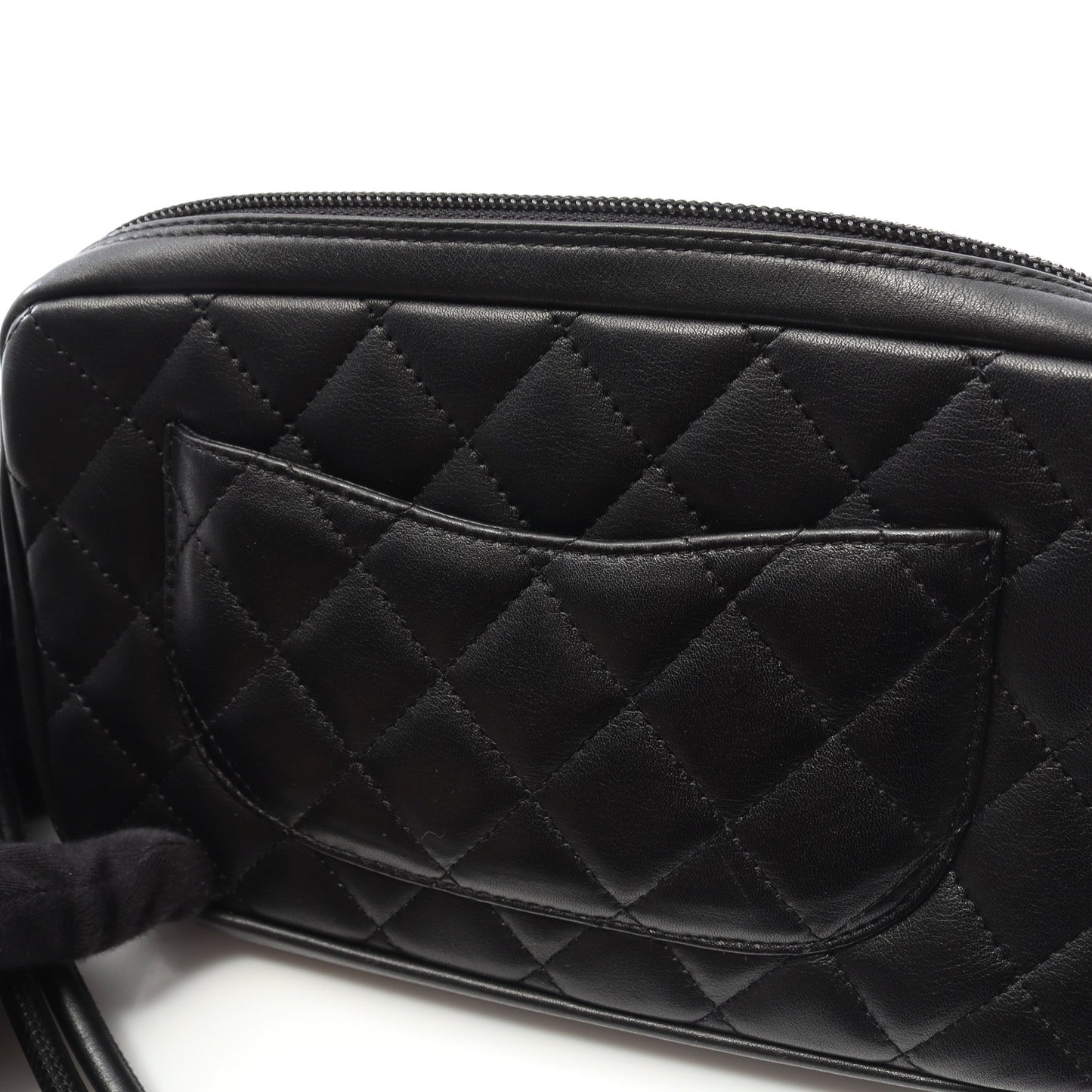 カンボンライン アクセサリーポーチ ハンドバッグ レザー エナメルレザー ブラック シルバー金具 シャネル バッグ CHANEL