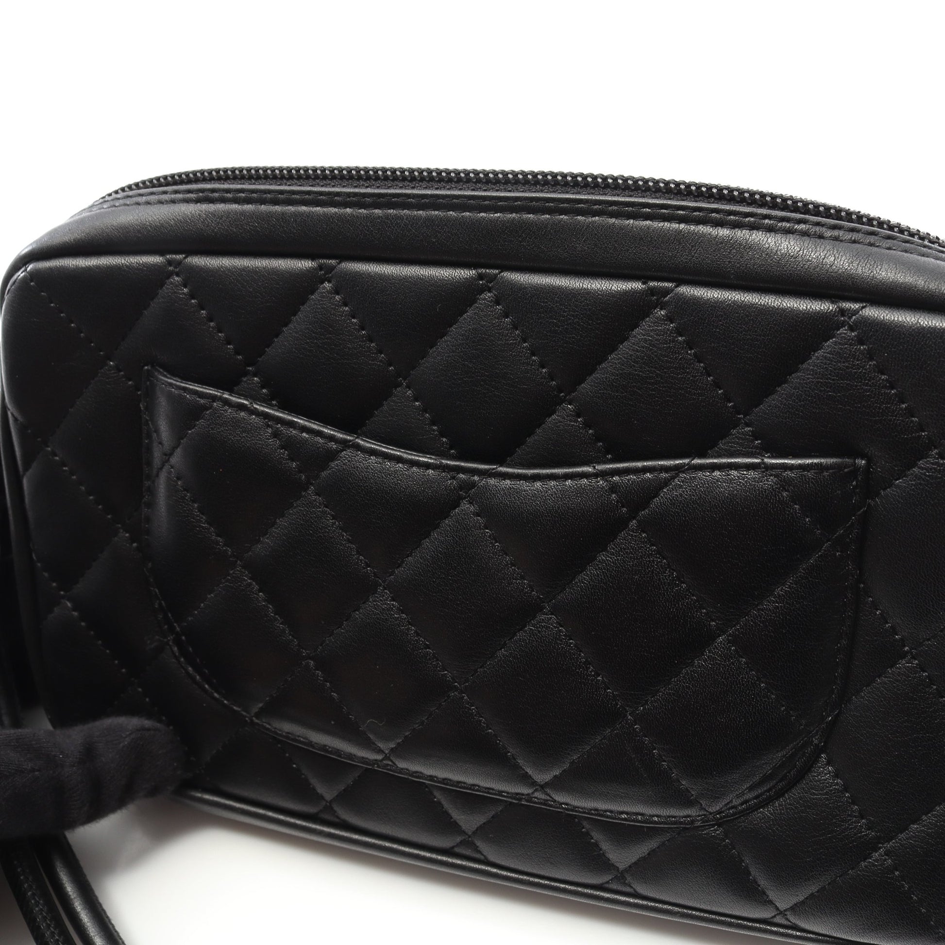 カンボンライン アクセサリーポーチ ハンドバッグ レザー エナメルレザー ブラック シルバー金具 シャネル バッグ CHANEL