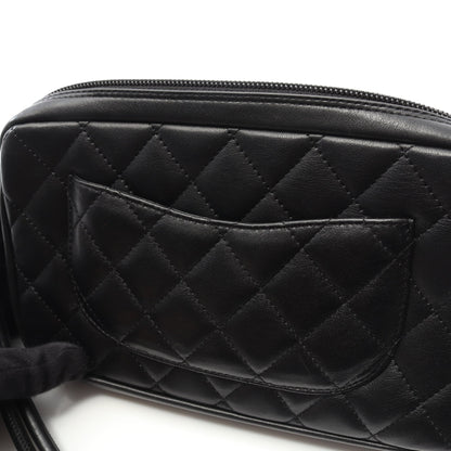 カンボンライン アクセサリーポーチ ハンドバッグ レザー エナメルレザー ブラック シルバー金具 シャネル バッグ CHANEL