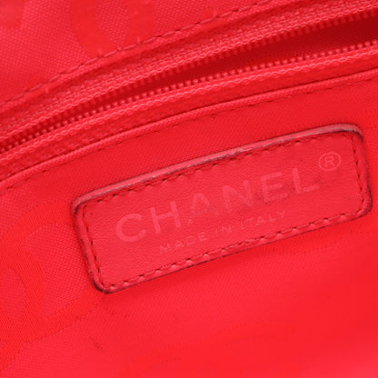 カンボンライン アクセサリーポーチ ハンドバッグ レザー エナメルレザー ブラック シルバー金具 シャネル バッグ CHANEL