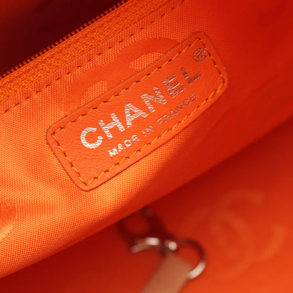 カンボンライン ラージ ショルダーバッグ トートバッグ レザー エナメルレザー ベージュ シルバー金具 シャネル バッグ CHANEL