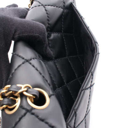 ワイルドステッチ Wチェーンショルダーバッグ レザー ブラック ゴールド金具 シャネル バッグ CHANEL