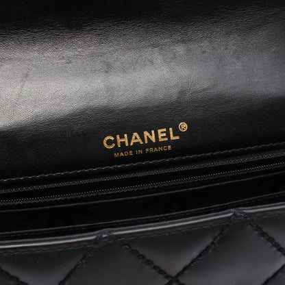 ワイルドステッチ Wチェーンショルダーバッグ レザー ブラック ゴールド金具 シャネル バッグ CHANEL