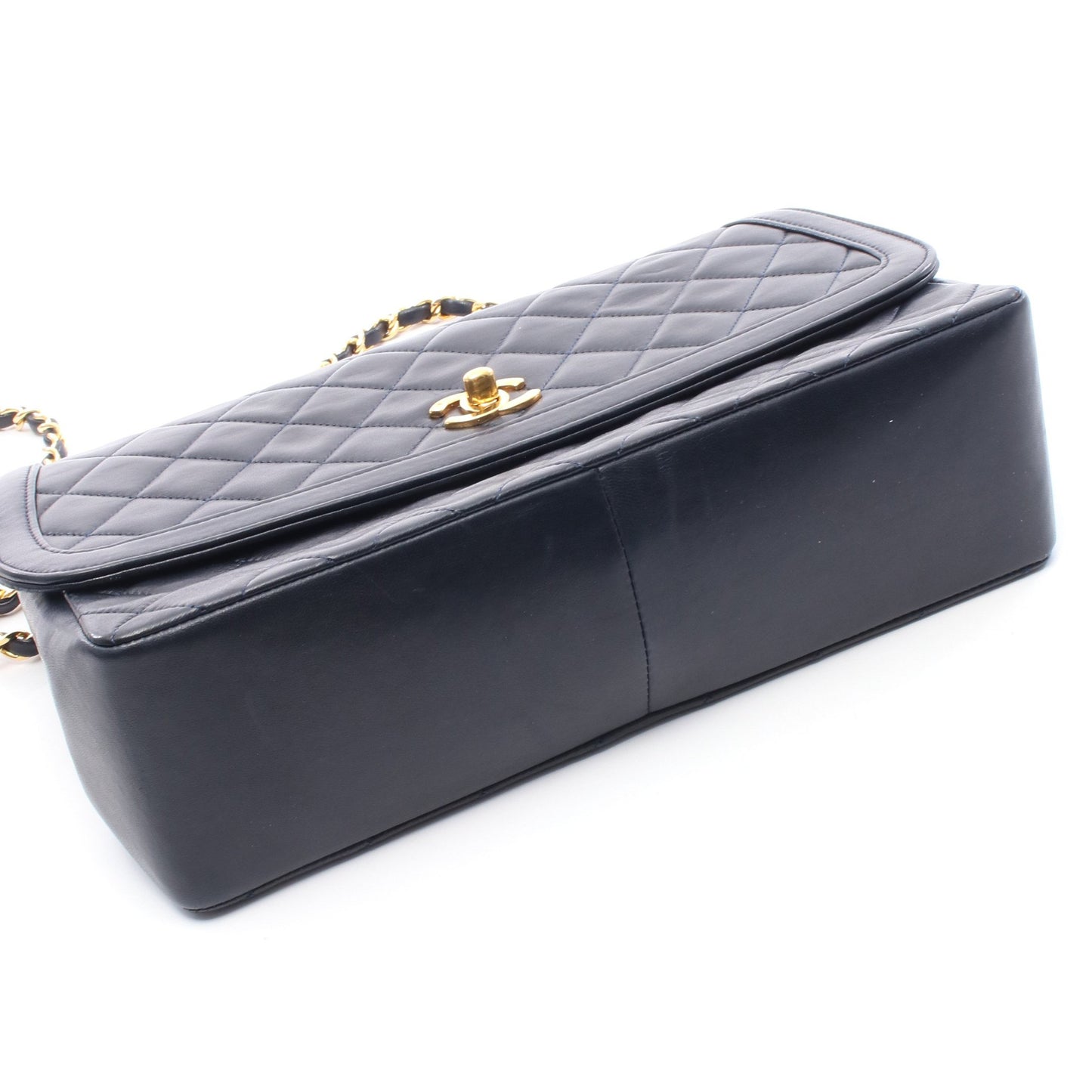 チェーンショルダーバッグ ラムスキン ネイビー ゴールド金具 シャネル バッグ CHANEL