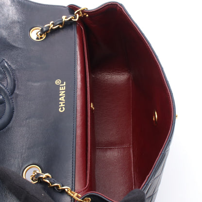 チェーンショルダーバッグ ラムスキン ネイビー ゴールド金具 シャネル バッグ CHANEL