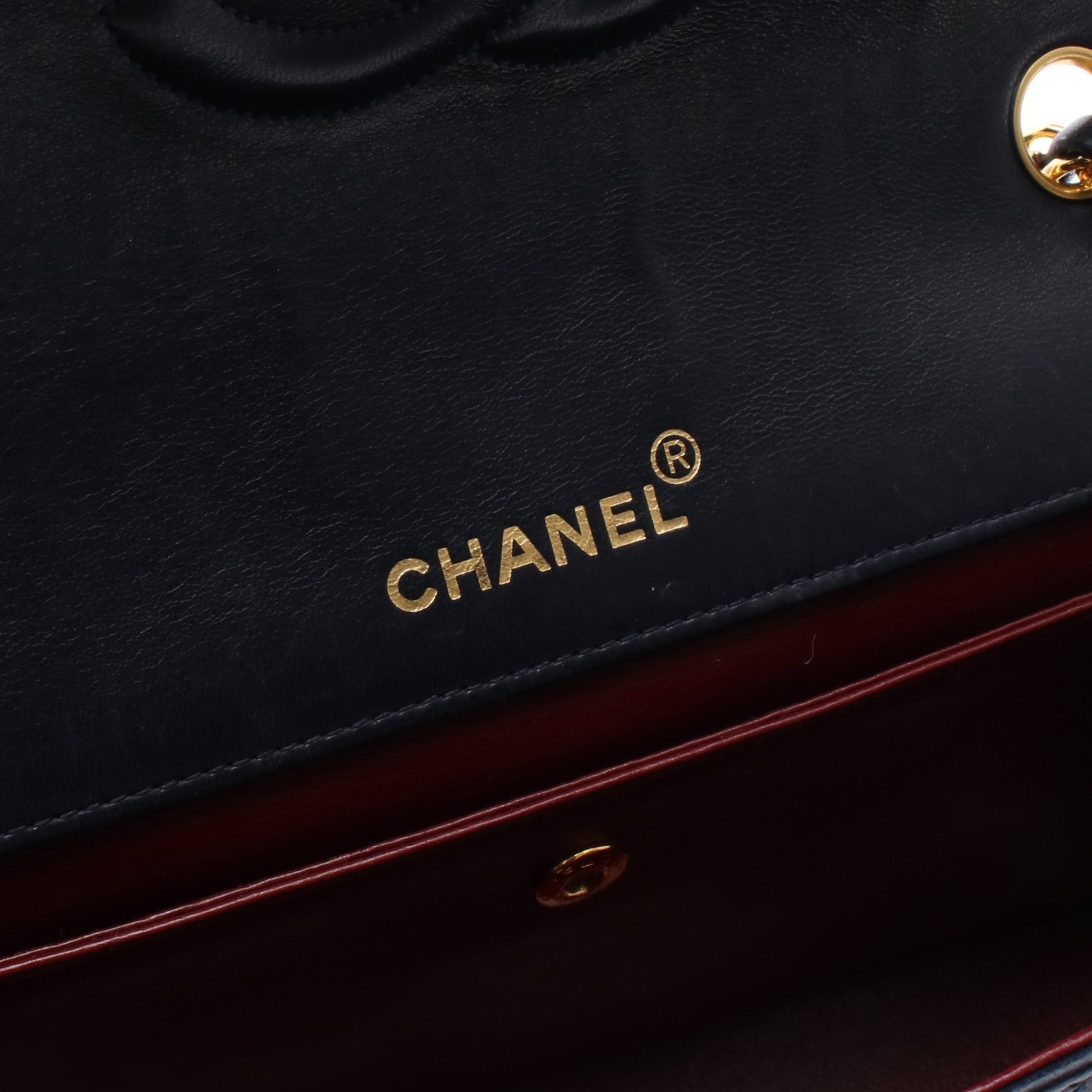 チェーンショルダーバッグ ラムスキン ネイビー ゴールド金具 シャネル バッグ CHANEL