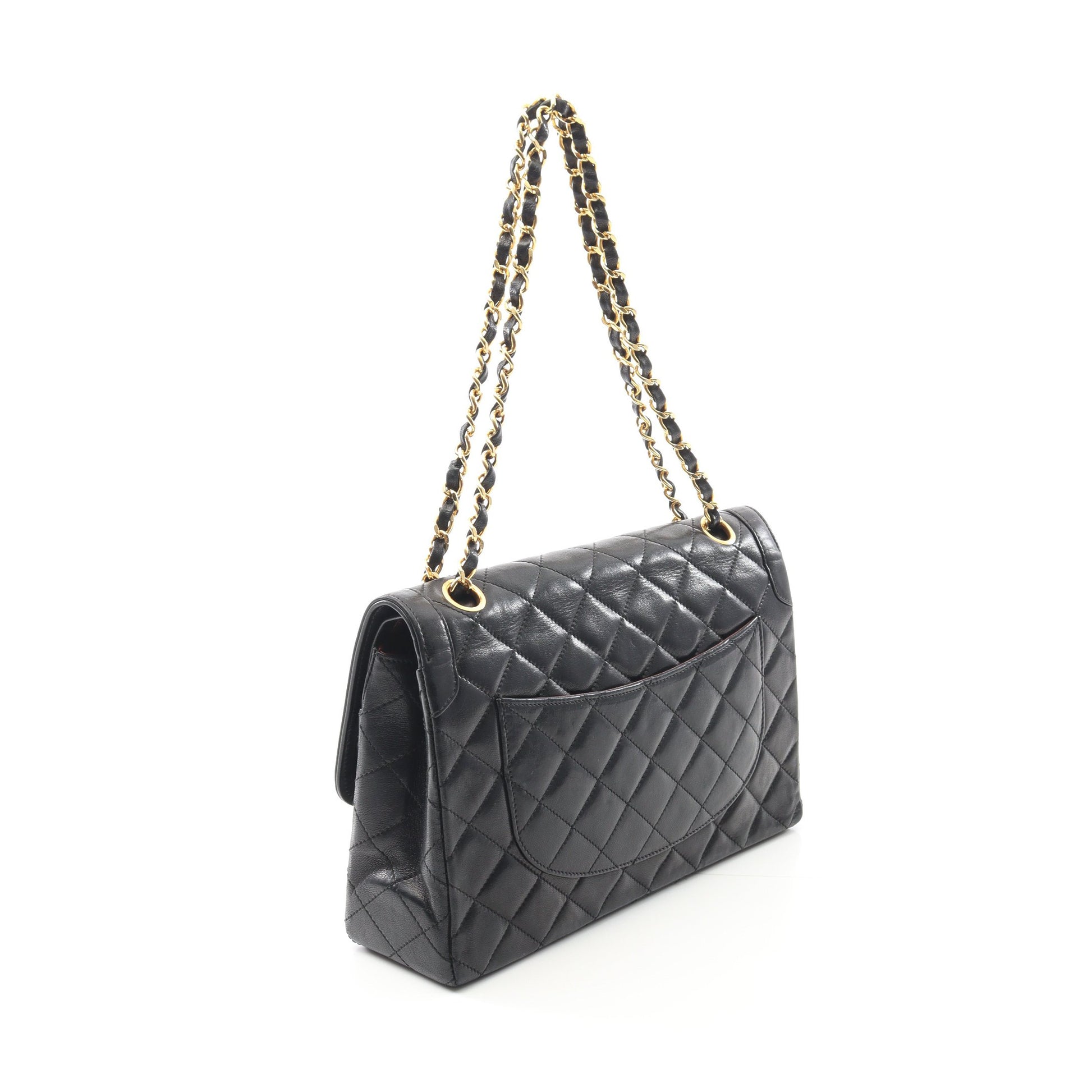マトラッセ パリ限定 Wフラップ Wチェーンショルダーバッグ ラムスキン ブラック コンビ金具 シャネル バッグ CHANEL