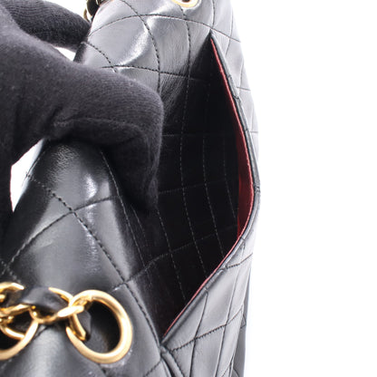 マトラッセ Wフラップ Wチェーンショルダーバッグ ラムスキン ブラック ゴールド金具 シャネル バッグ CHANEL
