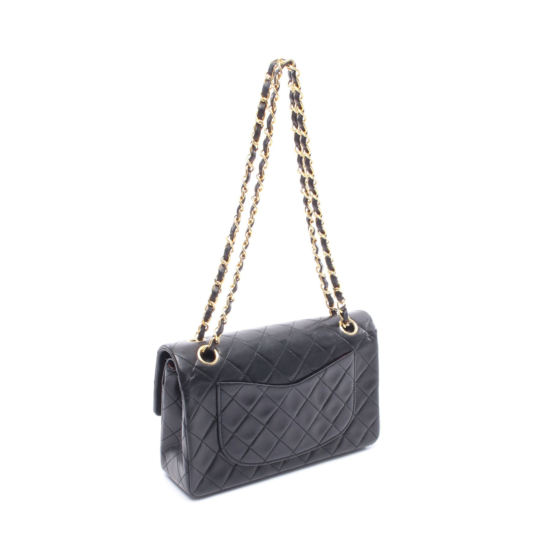 マトラッセ Wフラップ Wチェーンショルダーバッグ ラムスキン ブラック ゴールド金具 シャネル バッグ CHANEL