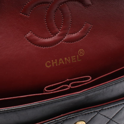 マトラッセ Wフラップ Wチェーンショルダーバッグ ラムスキン ブラック ゴールド金具 シャネル バッグ CHANEL