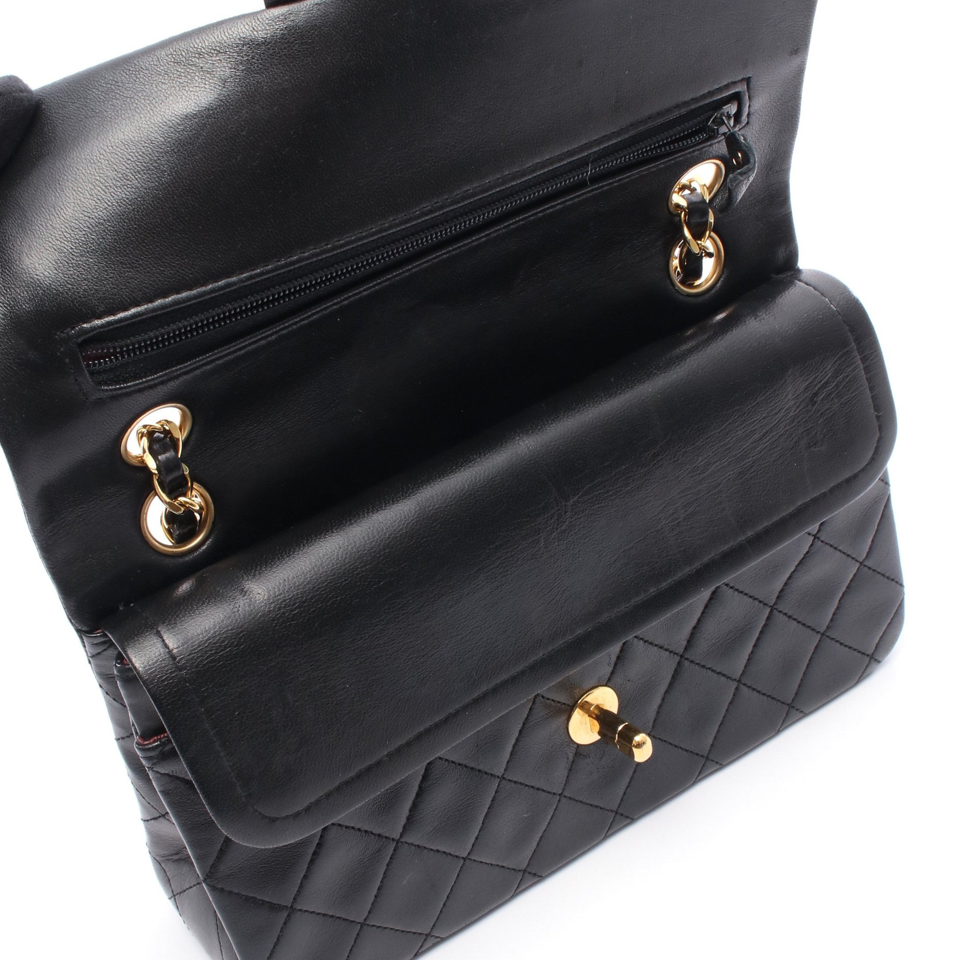 マトラッセ Wフラップ Wチェーンショルダーバッグ ラムスキン ブラック ゴールド金具 シャネル バッグ CHANEL