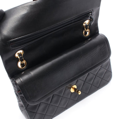 マトラッセ Wフラップ Wチェーンショルダーバッグ ラムスキン ブラック ゴールド金具 シャネル バッグ CHANEL