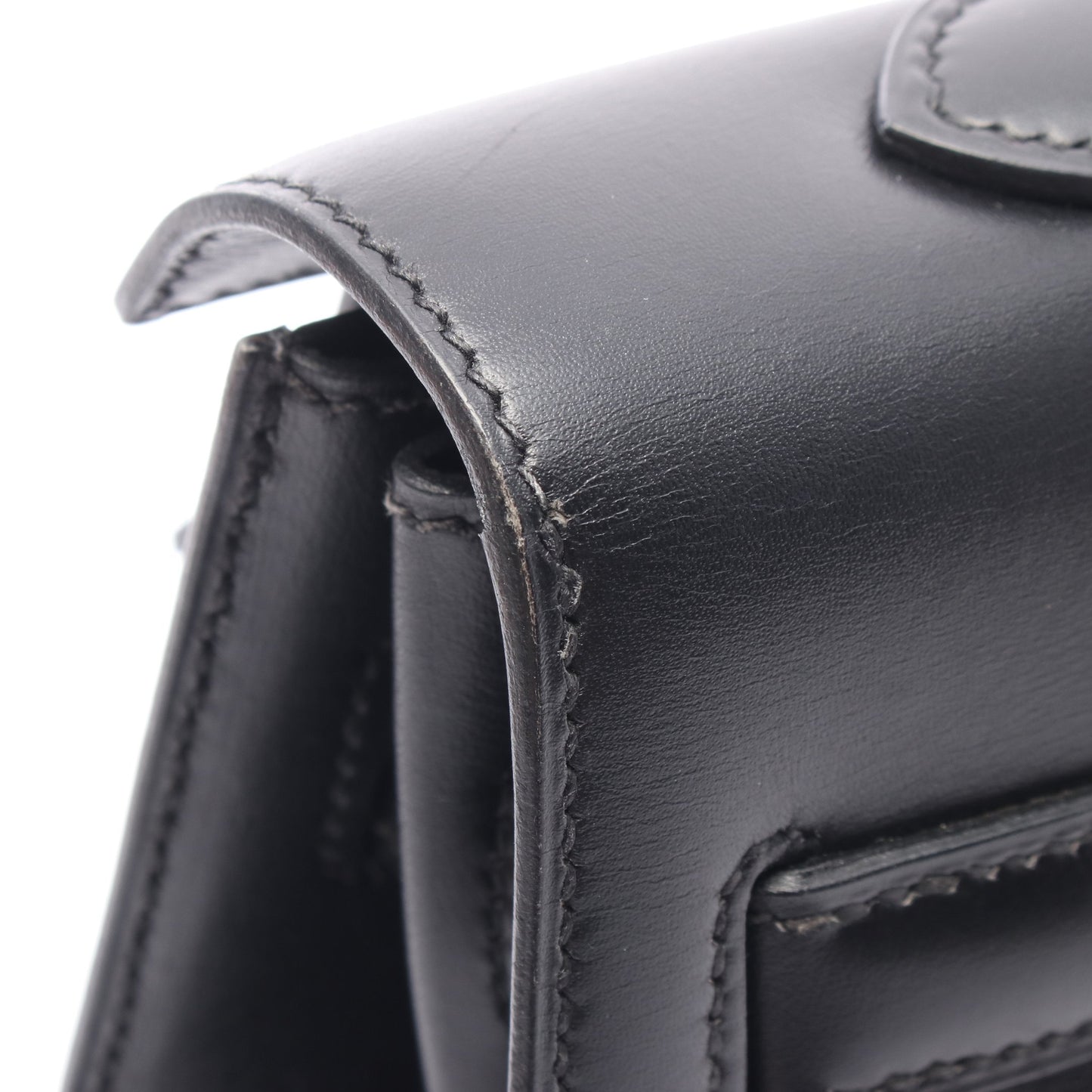 ケリー35 ハンドバッグ ボックスカーフ ブラック ゴールド金具 外縫い 2WAY ○Z刻印 エルメス バッグ HERMES