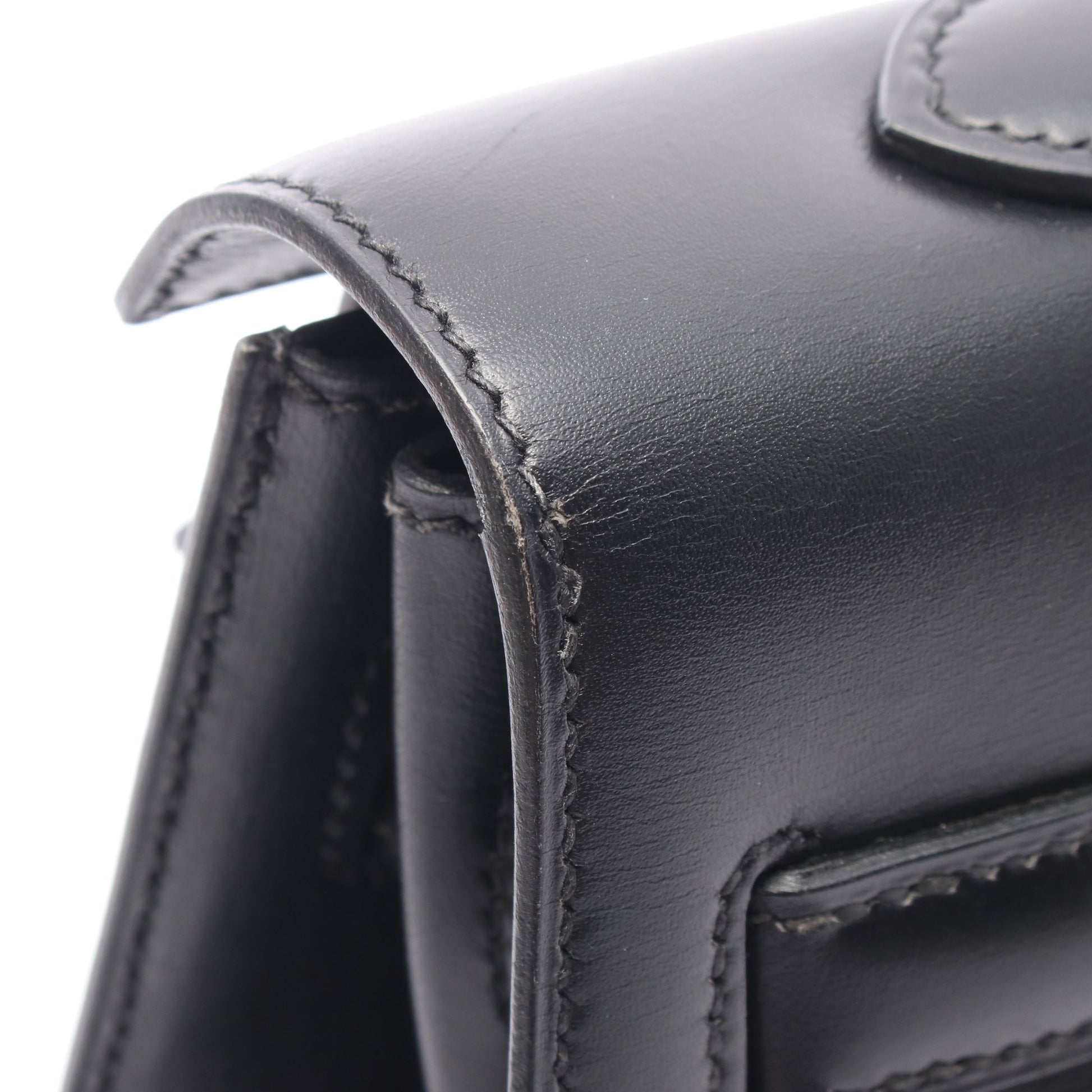 ケリー35 ハンドバッグ ボックスカーフ ブラック ゴールド金具 外縫い 2WAY ○Z刻印 エルメス バッグ HERMES