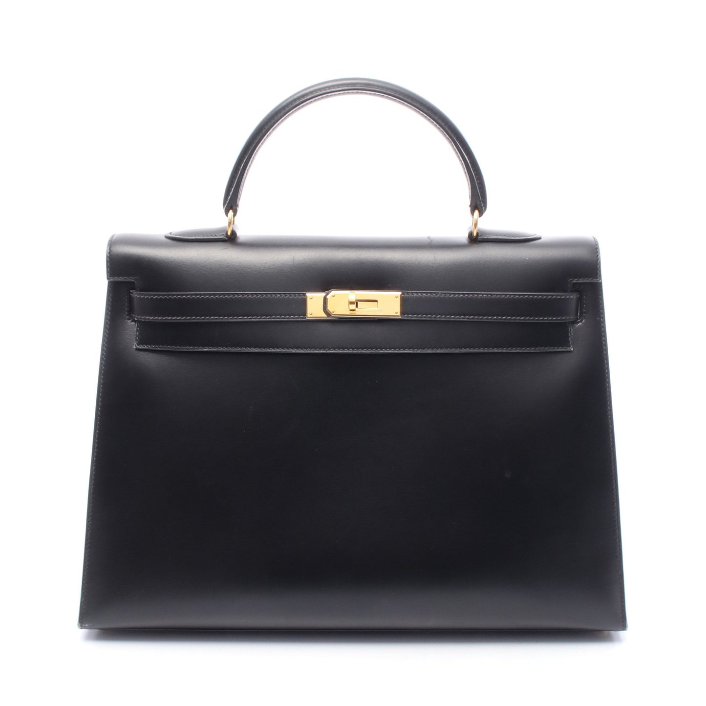 ケリー35 ハンドバッグ ボックスカーフ ブラック ゴールド金具 外縫い 2WAY ○Z刻印 エルメス バッグ HERMES