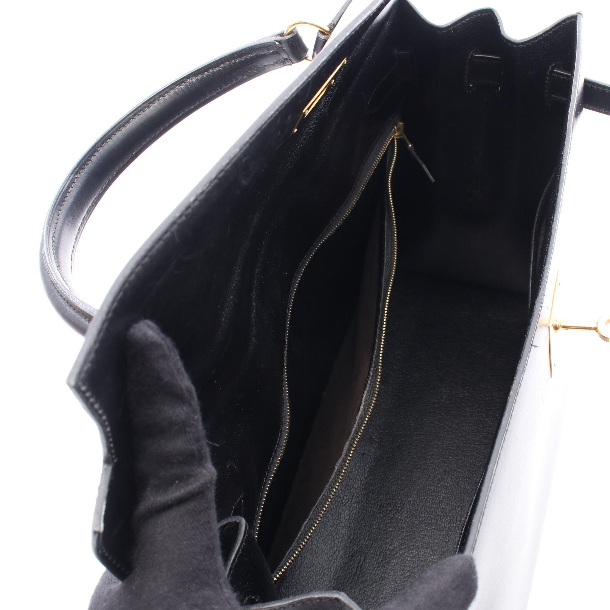 ケリー35 ハンドバッグ ボックスカーフ ブラック ゴールド金具 外縫い 2WAY ○Z刻印 エルメス バッグ HERMES
