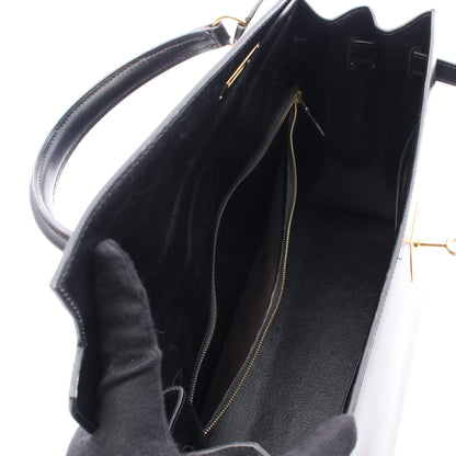 ケリー35 ハンドバッグ ボックスカーフ ブラック ゴールド金具 外縫い 2WAY ○Z刻印 エルメス バッグ HERMES
