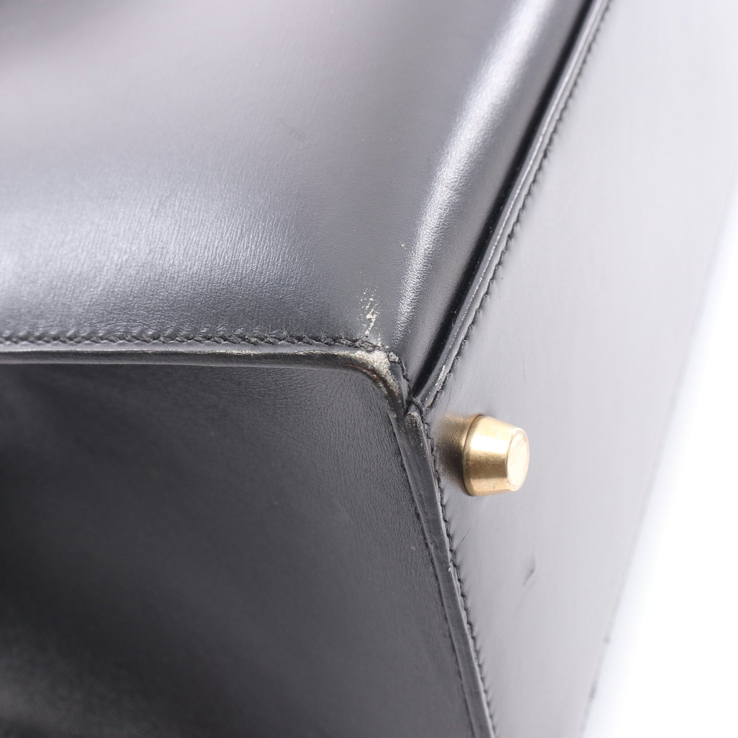 ケリー35 ハンドバッグ ボックスカーフ ブラック ゴールド金具 外縫い 2WAY ○Z刻印 エルメス バッグ HERMES