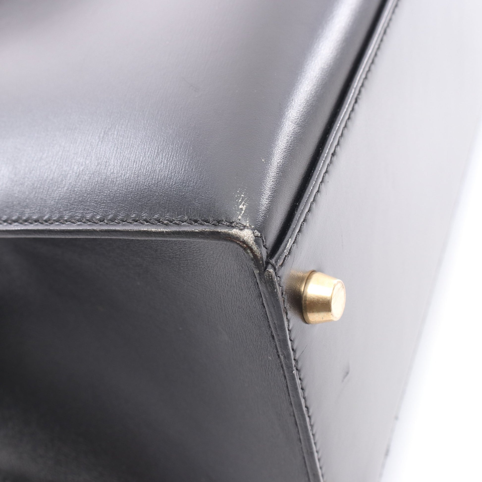 ケリー35 ハンドバッグ ボックスカーフ ブラック ゴールド金具 外縫い 2WAY ○Z刻印 エルメス バッグ HERMES