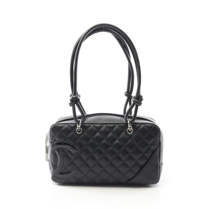 カンボンライン ボーリングバッグ ショルダーバッグ レザー エナメルレザー ブラック シルバー金具 シャネル バッグ CHANEL