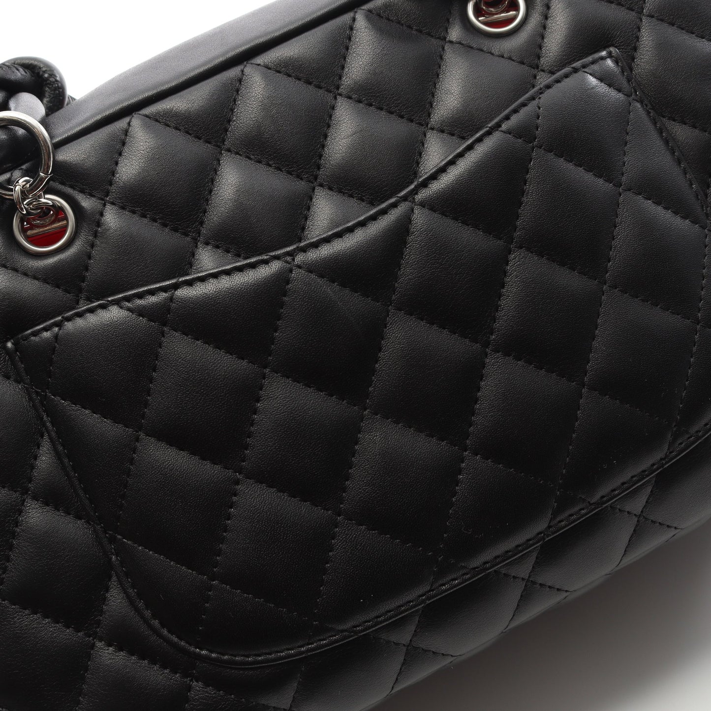 カンボンライン ボーリングバッグ ショルダーバッグ レザー エナメルレザー ブラック シルバー金具 シャネル バッグ CHANEL