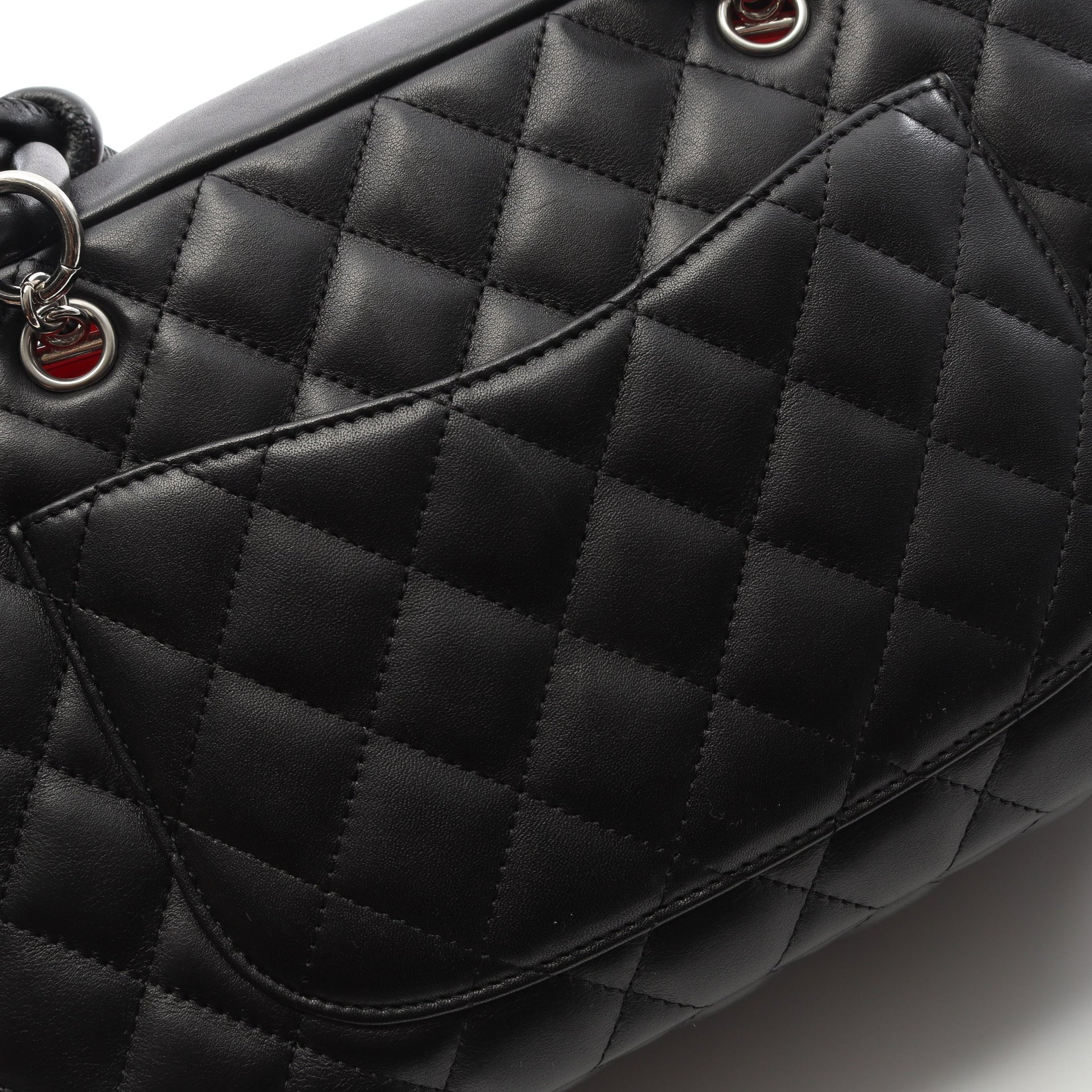カンボンライン ボーリングバッグ ショルダーバッグ レザー エナメルレザー ブラック シルバー金具 シャネル バッグ CHANEL