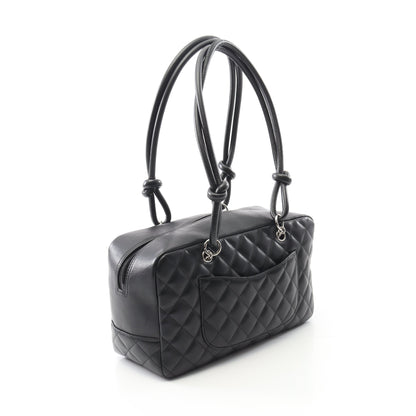 カンボンライン ボーリングバッグ ショルダーバッグ レザー エナメルレザー ブラック シルバー金具 シャネル バッグ CHANEL