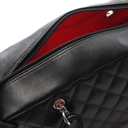 カンボンライン ボーリングバッグ ショルダーバッグ レザー エナメルレザー ブラック シルバー金具 シャネル バッグ CHANEL