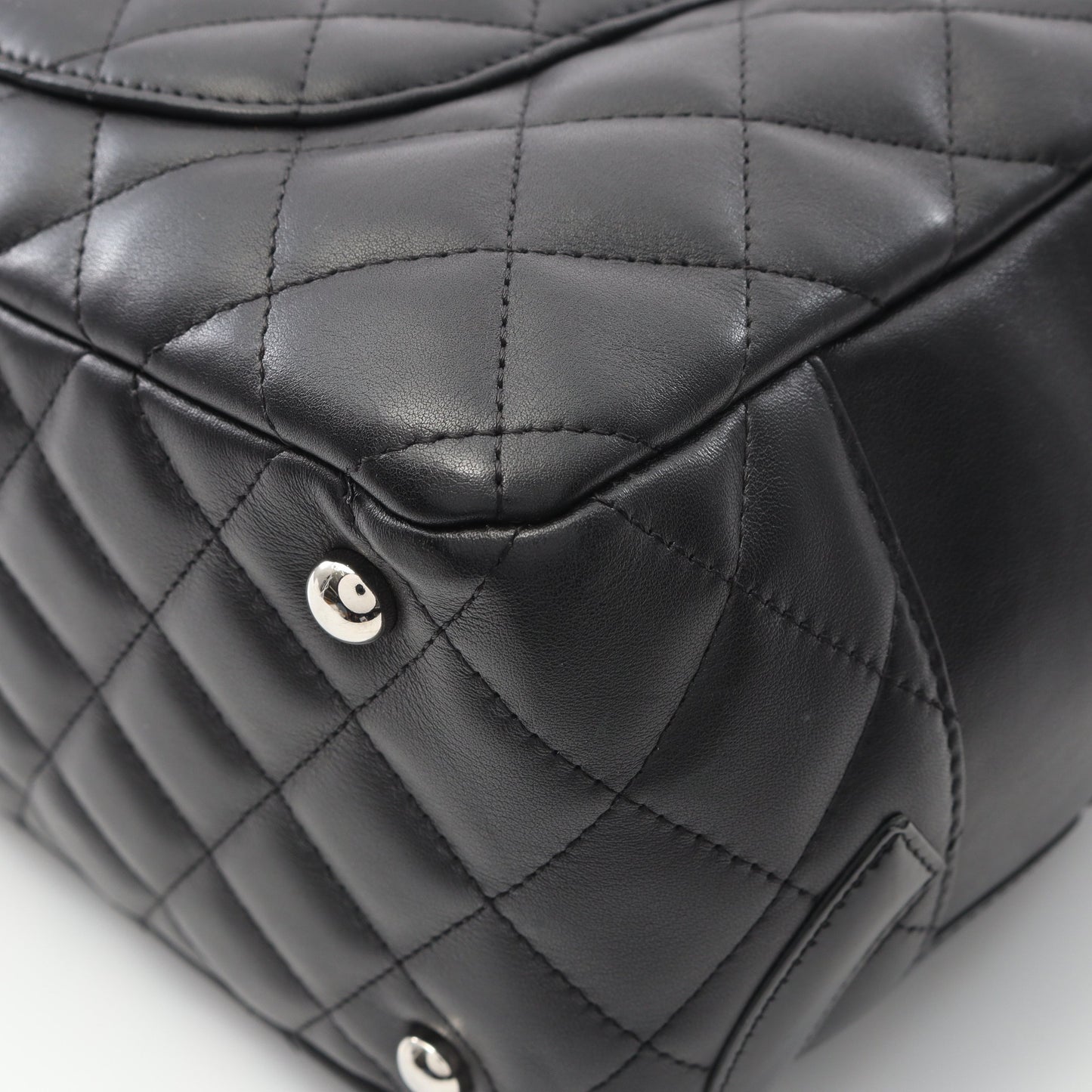 カンボンライン ボーリングバッグ ショルダーバッグ レザー エナメルレザー ブラック シルバー金具 シャネル バッグ CHANEL