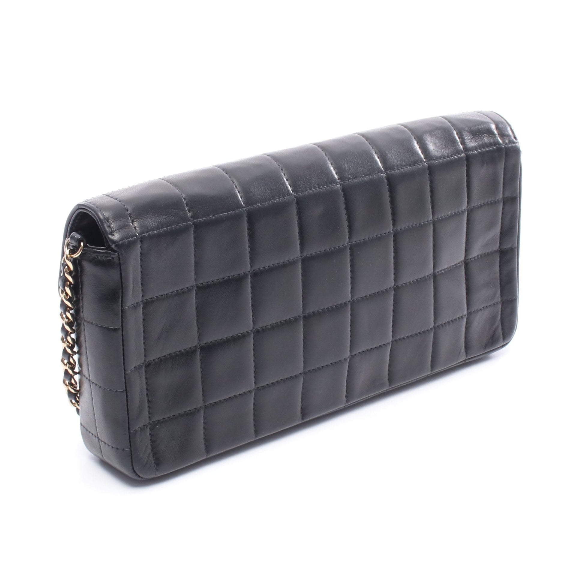 チョコバー チェーンショルダーバッグ ラムスキン ブラック ゴールド  