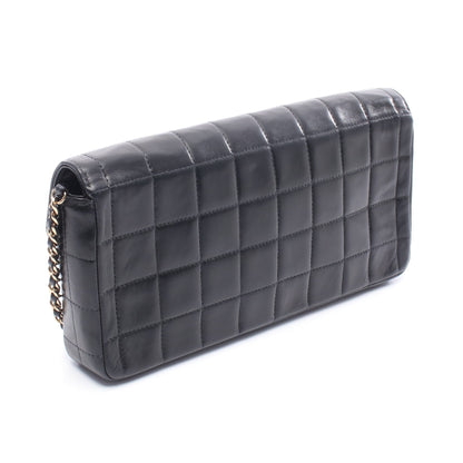 チョコバー チェーンショルダーバッグ ラムスキン ブラック ゴールド金具 シャネル バッグ CHANEL
