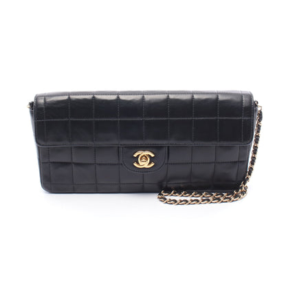チョコバー チェーンショルダーバッグ ラムスキン ブラック ゴールド金具 シャネル バッグ CHANEL